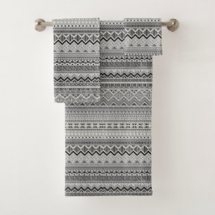 Cute grey aztec patterns design bath towel set