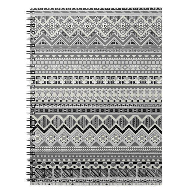 Cute grey aztec patterns design notebook (Front)