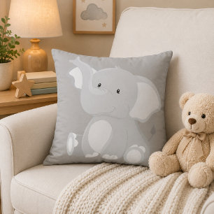 Cute Grey Baby Elephant Cushion