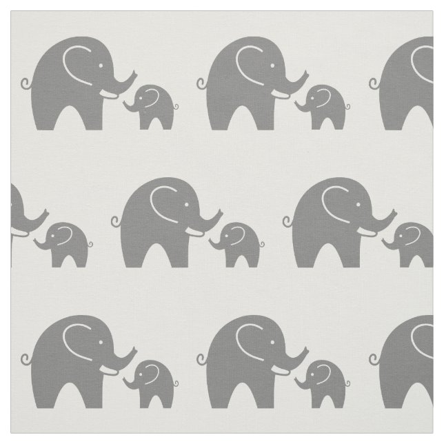 Cute grey baby elephant pattern fabric DIY textile (Swatch)
