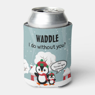 Cute Grey Baby Penguin In Winter Snow Can Cooler