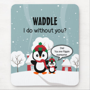 Cute Grey Baby Penguin In Winter Snow Mouse Mat