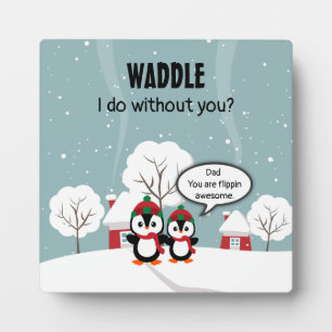 Cute Grey Baby Penguin In Winter Snow Plaque