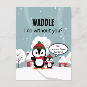 Cute Grey Baby Penguin In Winter Snow Postcard