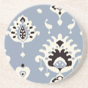Cute grey beige ikat tribal patterns coaster