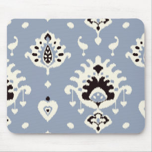 Cute grey beige ikat tribal patterns mouse mat