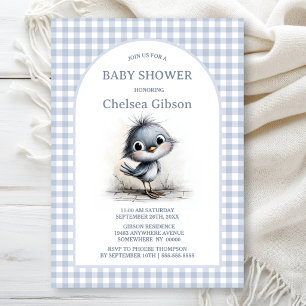 Cute Grey Bird Baby Shower Invitation