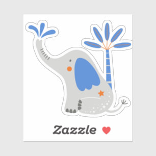 Cute Grey Blue Elephant with Palm Tree Laptop