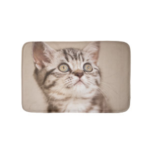 Cute Grey British Short Hair Kitten (Blue Tabby) Bath Mat