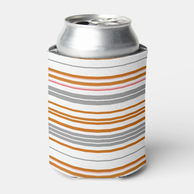 Cute grey brown stripes can cooler (Can Front)