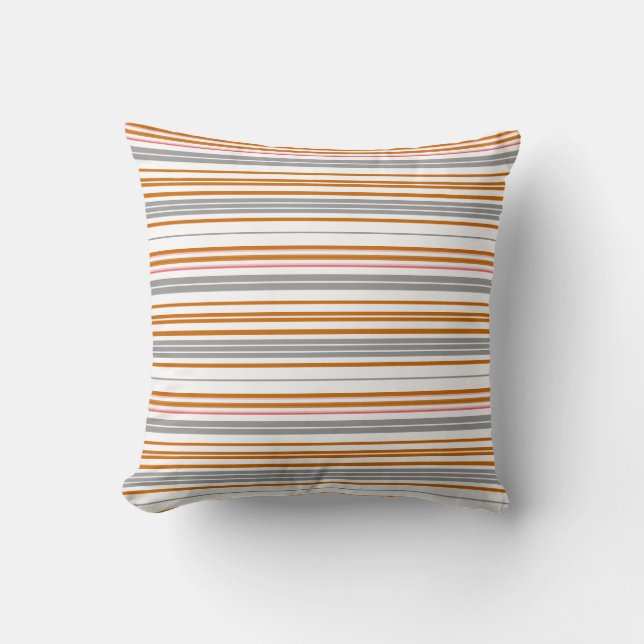 Cute grey brown stripes cushion (Front)