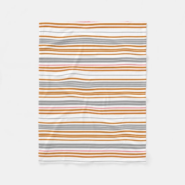 Cute grey brown stripes fleece blanket (Front)