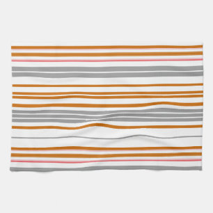 Cute grey brown stripes tea towel