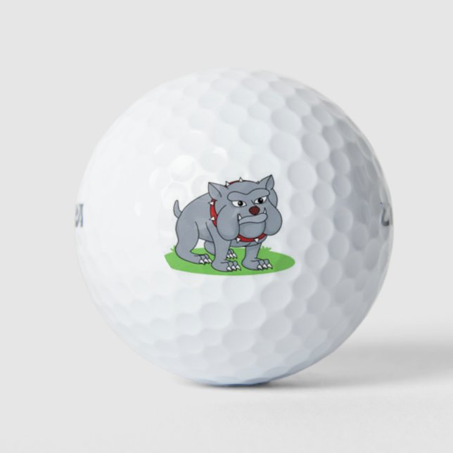 cute grey bull dog golf ball (Front)