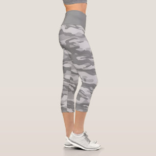 Cute Grey Camouflage Camo Capri Leggings