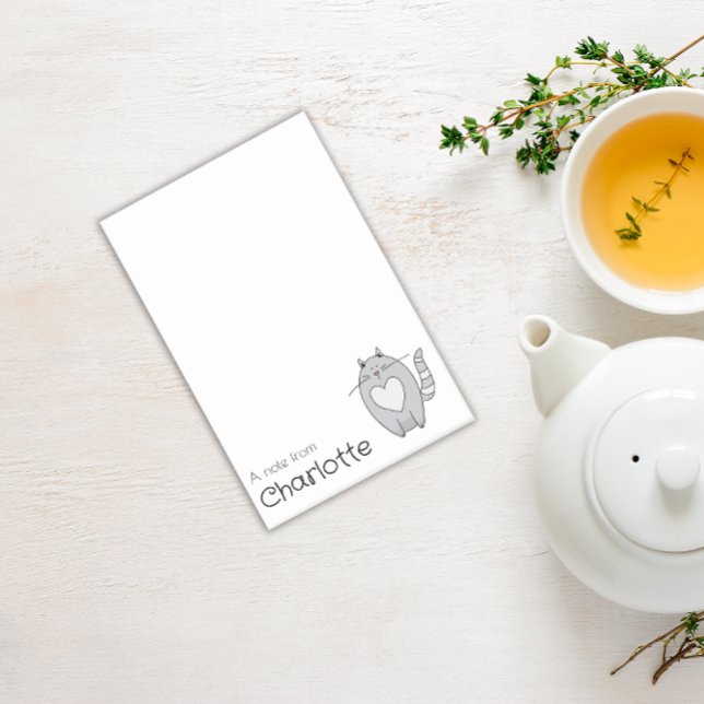 Cute grey cartoon cat name post-it notes (Creator Uploaded)