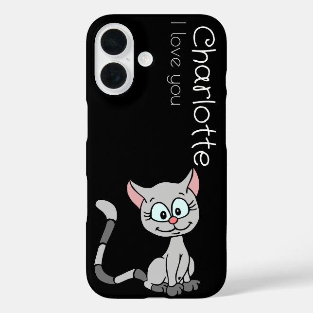 Cute grey cartoon cats name  Case-Mate iPhone case (Back)