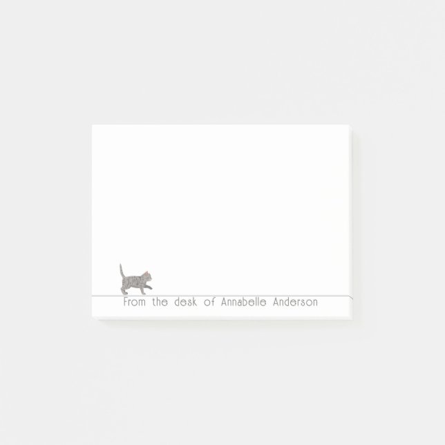 Cute Grey Cat Personalise Notes (Front)