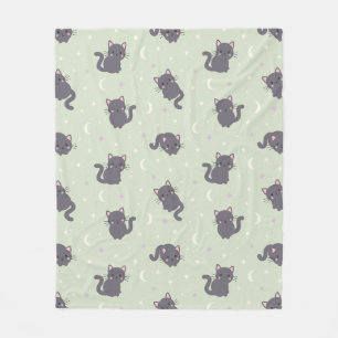 Cute Grey Cat Sage Fleece Blanket