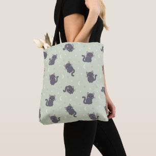 Cute Grey Cat Sage Tote Bag