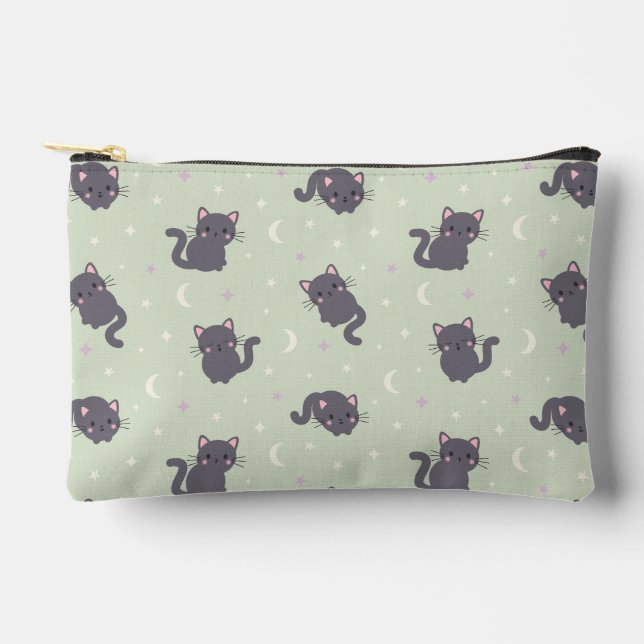 Cute Grey Cat Sage Zipper Pouch (Front)