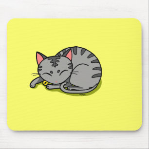 Cute grey cat sleeping mouse mat