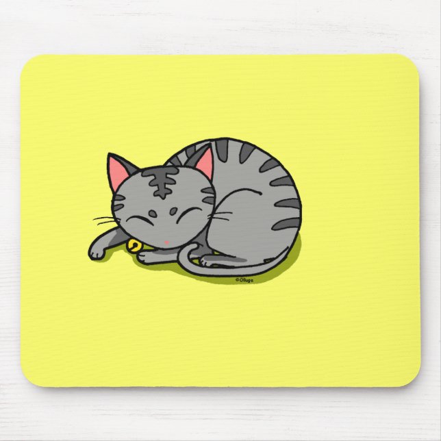 Cute grey cat sleeping mouse mat (Front)
