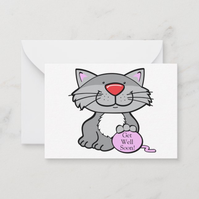 Cute Grey Cat Sympathy Card (Front)