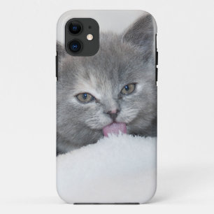 Cute Grey Cat Tongue Out! iPhone 11 Case