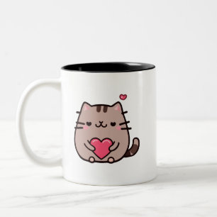 cute grey cat Two-Tone coffee mug