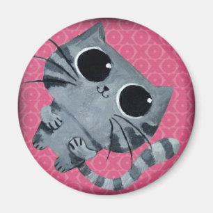 Cute Grey Cat with big black eyes Magnet
