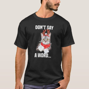 Cute Grey Cat with No Words Reindeer Costume T-Shirt