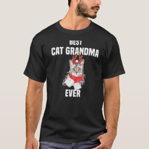 Cute Grey Cat with Reindeer Costume Best Cat Grand T-Shirt