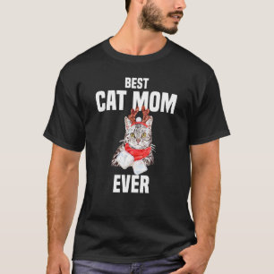 Cute grey cat with reindeer costume Best Cat Mum E T-Shirt