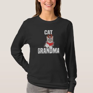Cute grey cat with reindeer costume cat grandma T-Shirt