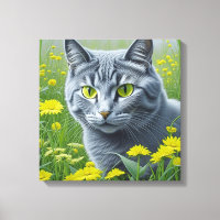 Cute Grey Cat with Yellow Eyes Ai Art