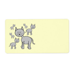 Cute Grey Cats. Cartoon on Cream.