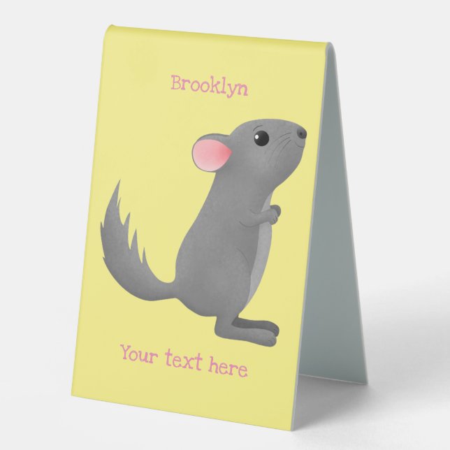 Cute grey chinchilla cartoon illustration  (Front)