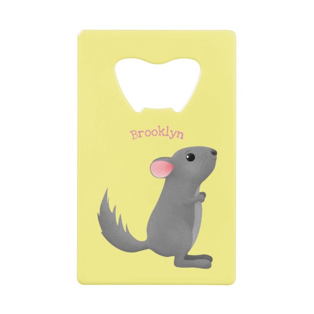 Cute grey chinchilla cartoon illustration  (Front)