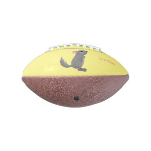 Cute grey chinchilla cartoon illustration american football