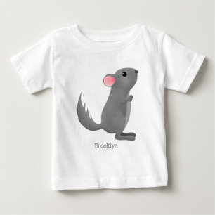 Cute grey chinchilla cartoon illustration  baby T-Shirt
