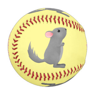 Cute grey chinchilla cartoon illustration baseball