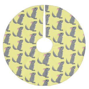 Cute grey chinchilla cartoon illustration  brushed polyester tree skirt