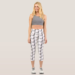 Cute grey chinchilla cartoon illustration capri leggings