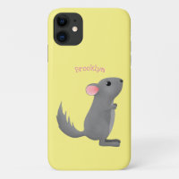 Cute grey chinchilla cartoon illustration 