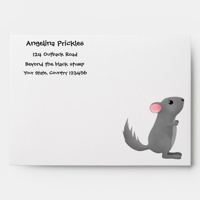 Cute grey chinchilla cartoon illustration  envelope (Front)