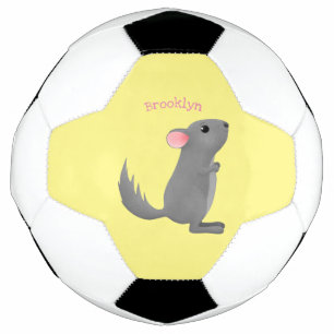 Cute grey chinchilla cartoon illustration  football