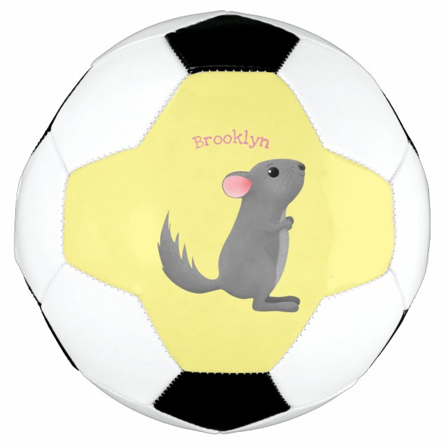 Cute grey chinchilla cartoon illustration  football (Front)