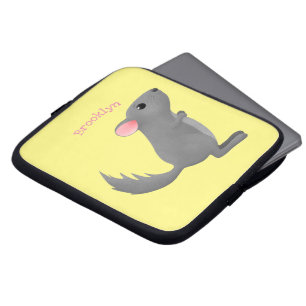Cute grey chinchilla cartoon illustration  laptop sleeve