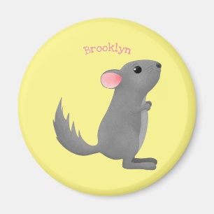 Cute grey chinchilla cartoon illustration  magnet